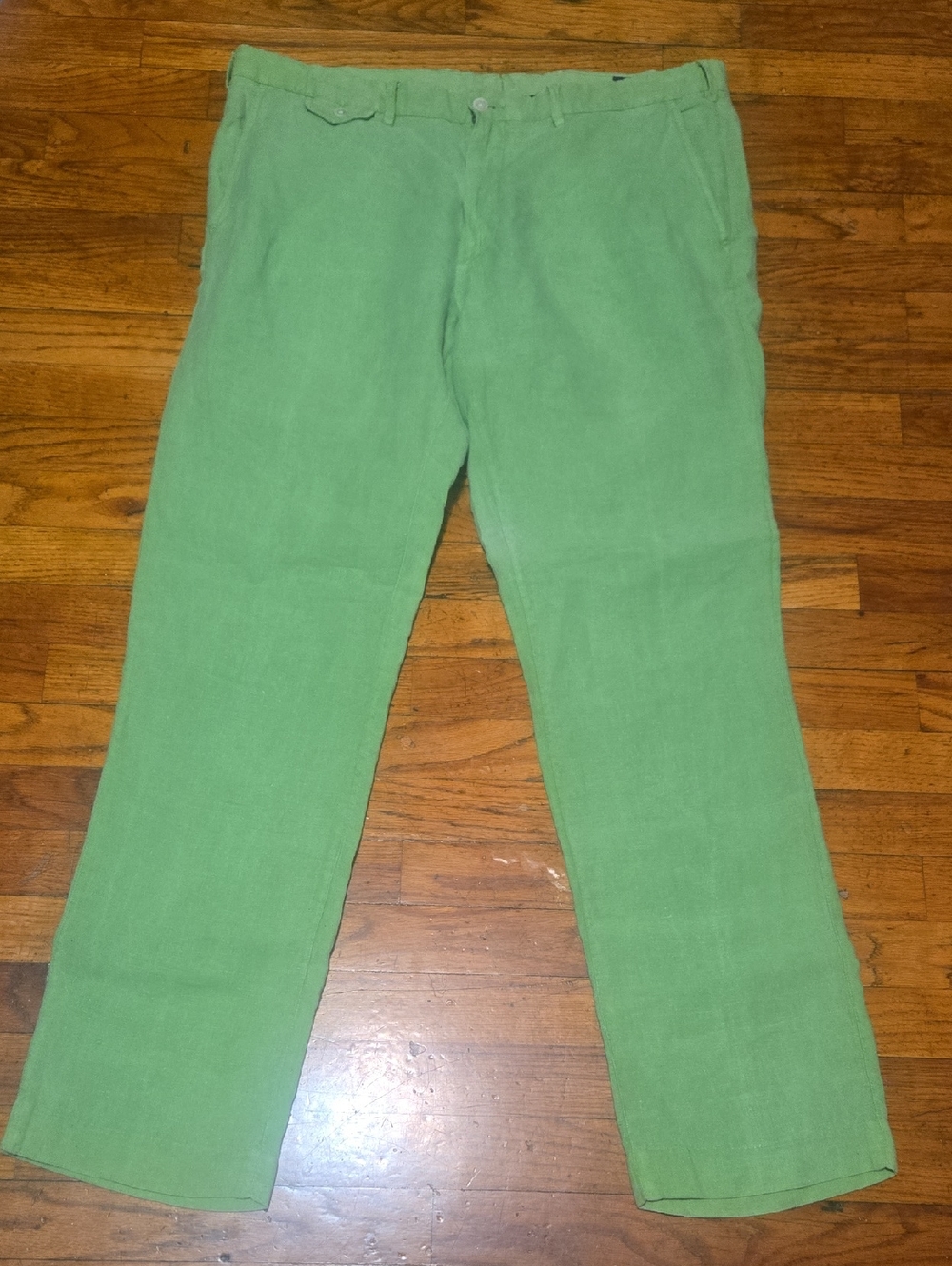 POLO Ralph Lauren Straight Fit Men's 38x32 (33) 100% Linen Green Chino Pants